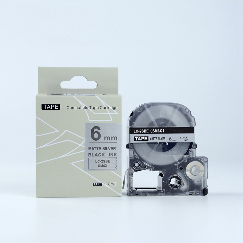 Kingjim　対応　SM6X　 Black on Matte silver　互換テープカートリッジ