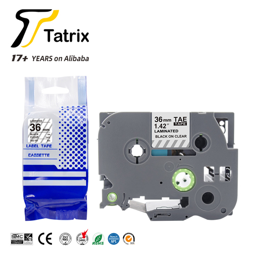 TZ161 TZe161 TZ-161 TZe-161 36mm Black on clear Laminated Label Tape Cartridge for Brother PT530