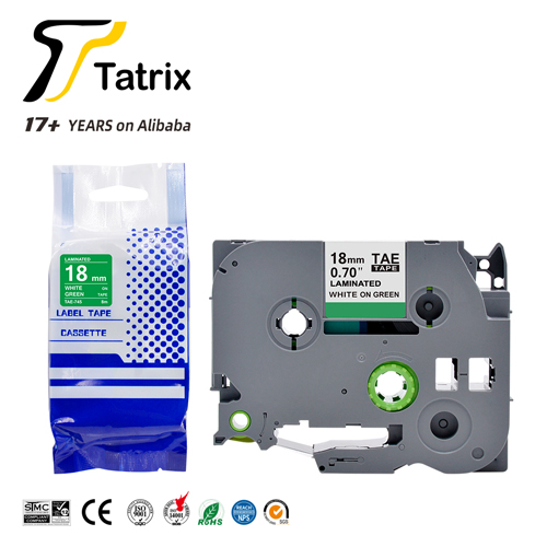 TZ745 TZe745 TZ-745 TZe-745 18mm white on green Laminated Label Tape Cartridge for Brother PT300