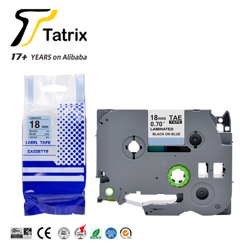 TZ541 TZe541 TZ-541 TZe-541 18mm Black on Blue Compatible Laminated Label Tape Cartridge for Brother