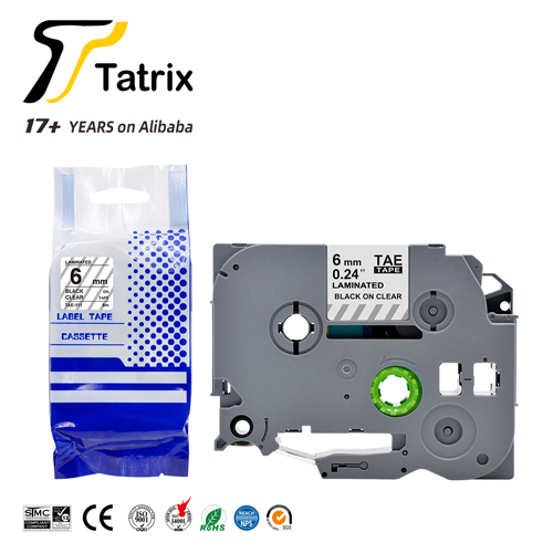 TZ111 TZe111 TZe-111 6mm*8m Black on clear Compatible Laminated Label Tape Cartridge for Brother